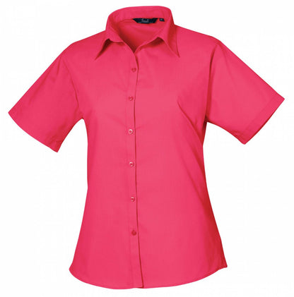 Ladies` Poplin Short Sleeve Blouse (3XL-6XL)