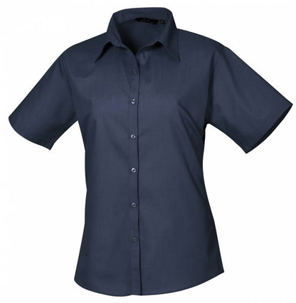 Ladies` Poplin Short Sleeve Blouse (3XL-6XL)