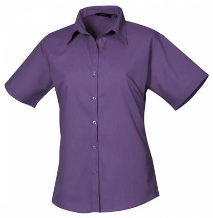 Ladies` Poplin Short Sleeve Blouse (3XL-6XL)