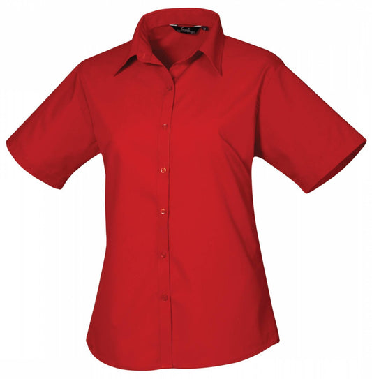 Ladies` Poplin Short Sleeve Blouse (3XL-6XL)