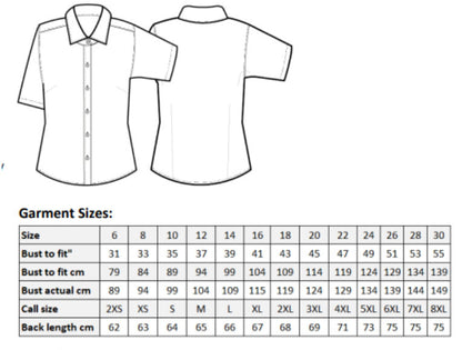 Ladies` Poplin Short Sleeve Blouse (3XL-6XL)
